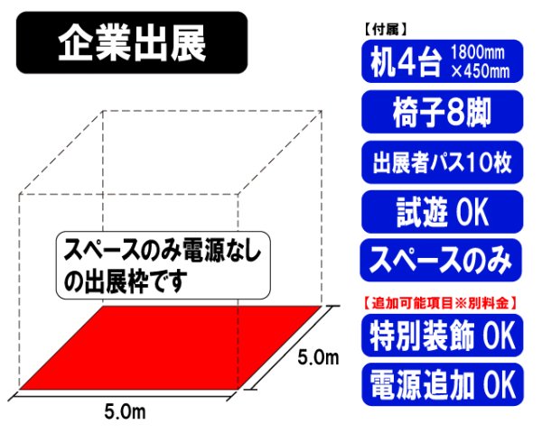 画像1: 【両日】企業出展・スペースのみ・電源なし（5ｍ×5ｍ） (1)