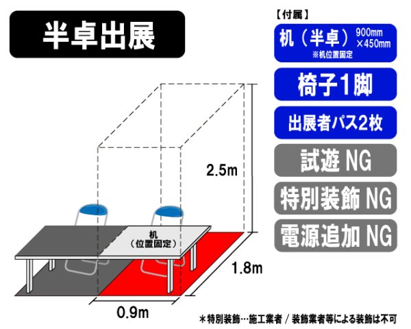 画像1: 【両日】半卓出展（0.9ｍ×1.8ｍ） (1)