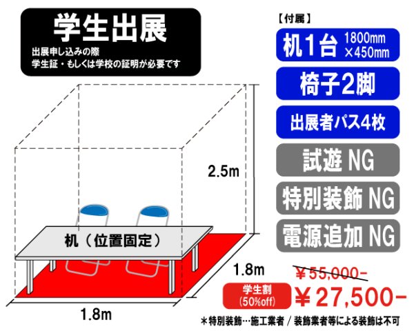 画像1: 学生出展（一般の方は出展できません）（1.8ｍ×1.8ｍ） (1)